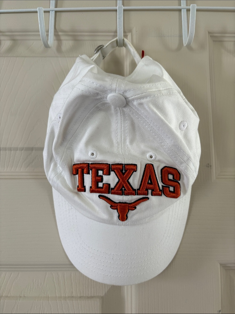 White Texas Longhorns Embroidered Baseball Cap - Orange Logo - One Size